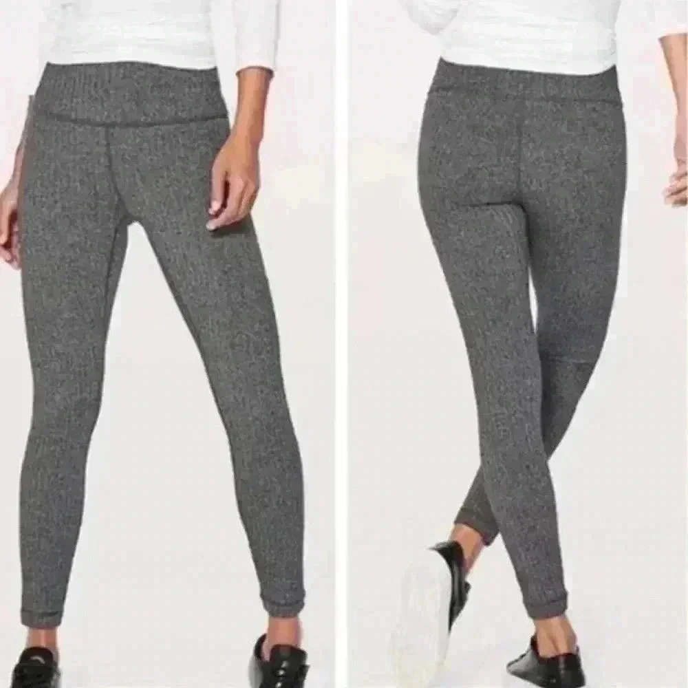 Athleta Sz Small Chaturanga Legging Herringbone Yoga Textured Gray Cropped - Picture 2 of 10